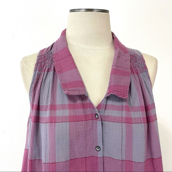 Anthropologie Holding Horses Pink Purple Plaid Top - Picture 2 of 8